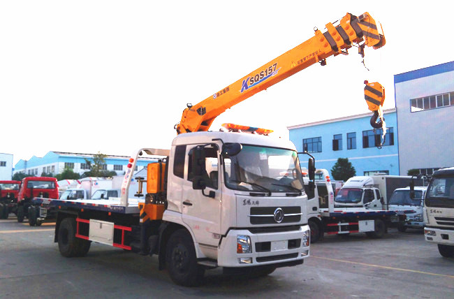 東風天錦平板帶吊清障車