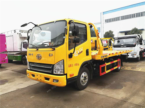 解放虎V一拖二平板清障車